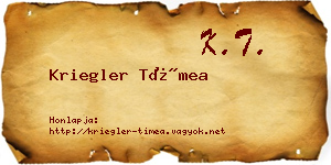 Kriegler Tímea névjegykártya